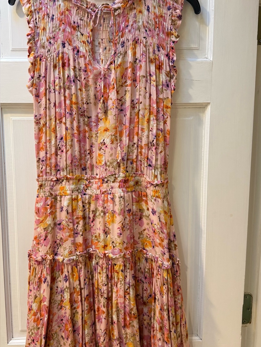 Dear John Pink Floral Smocked dress